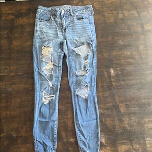 American Eagle Outfitters Distressed Light Blue Skinny Jeans